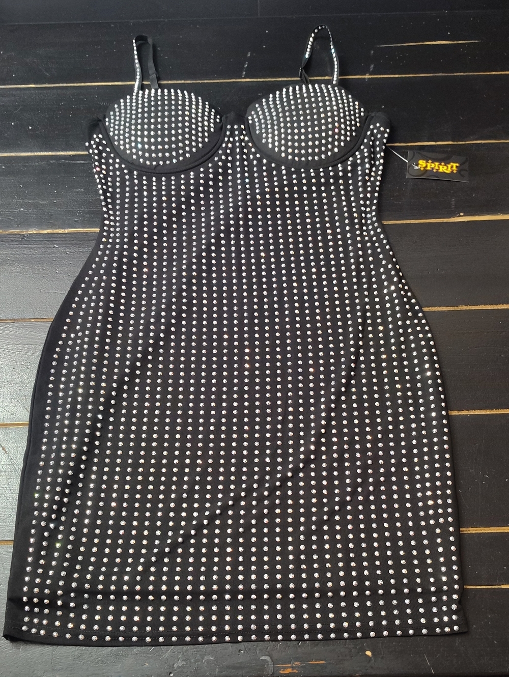 Spirit Black Studded Mini Dress with Silver Accents